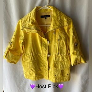 💜HP💜 Anne Klein Spring Buttery Yellow Rain Coat Jacket Size S EUC!!